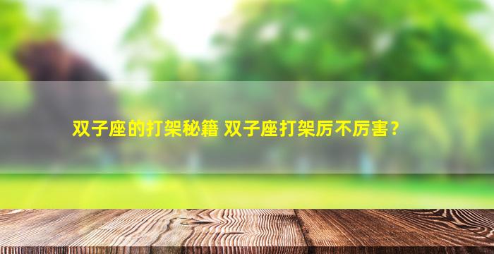 双子座的打架秘籍 双子座打架厉不厉害？